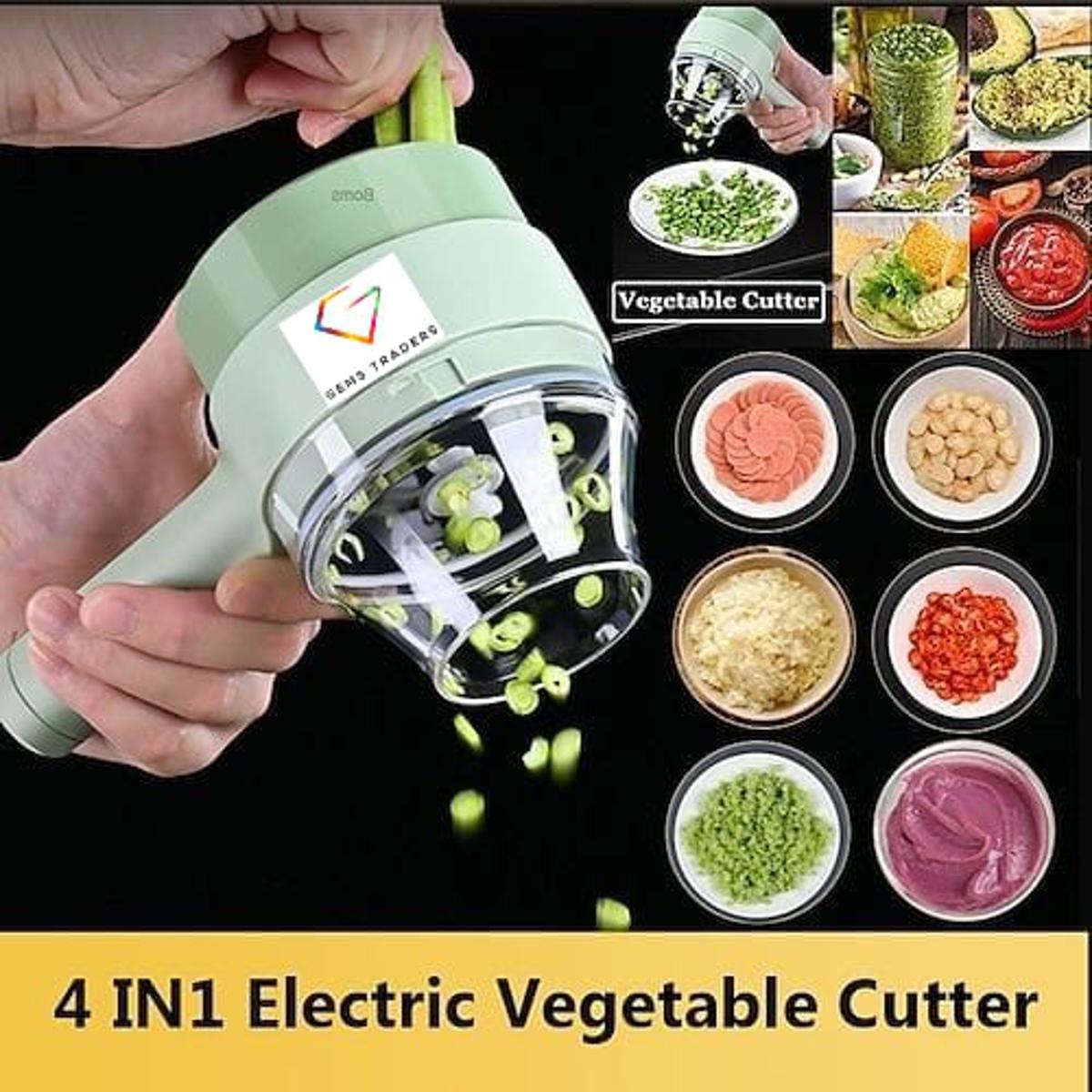 4-in-1 Handheld Electric Vegetable Cutter Chopper